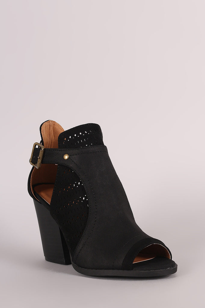 Qupid Perforated Open Cut Booties