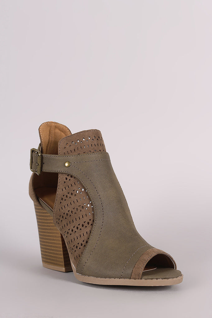 Qupid Perforated Open Cut Booties