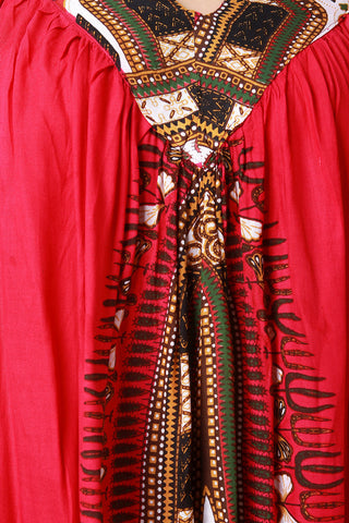 African Dashiki Print V-neck Dress