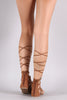 Qupid Suede Caged Lace-Up Ballet Flat