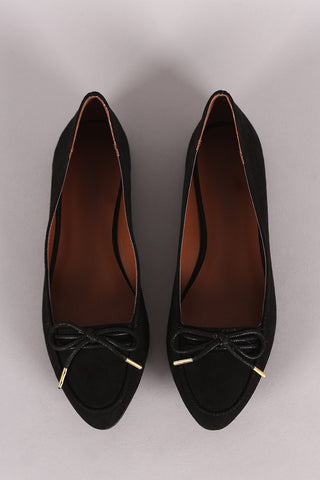 Qupid Almond Toe Bow Loafer Flats