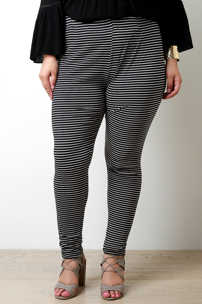 Texturized Stripe Print Leggings