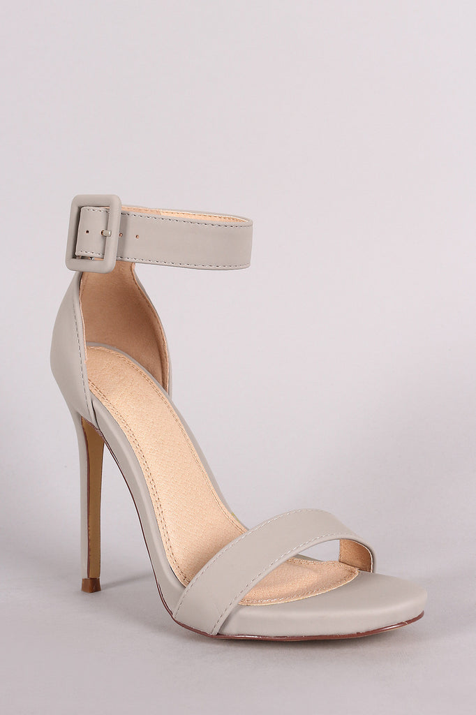 Nubuck Buckled Ankle Strap Stiletto Heel