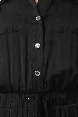 Button Up Drawstring Sleeveless Jumpsuit