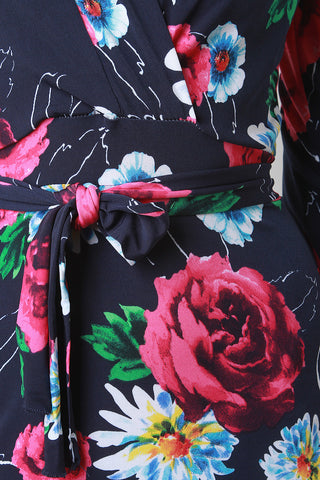 Floral Print Surplice Side Slit Maxi Dress