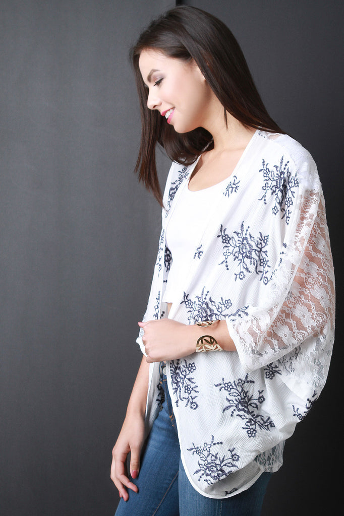 Floral Lace Back Kimono