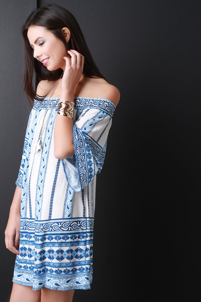 Off The Shoulder Boho Shift Dress