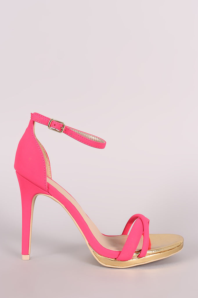 Qupid Nubuck Crisscross Ankle Strap Heel