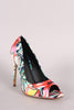 Liliana Floral Print Peep Toe Stiletto Pump