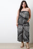 Abstract Printed Strapless Belted Jumpsuit