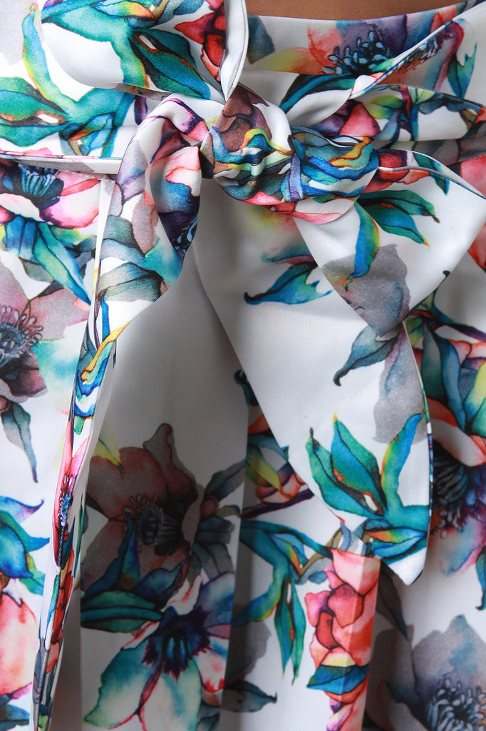 Watercolor Floral A-Line High-Low Skirt