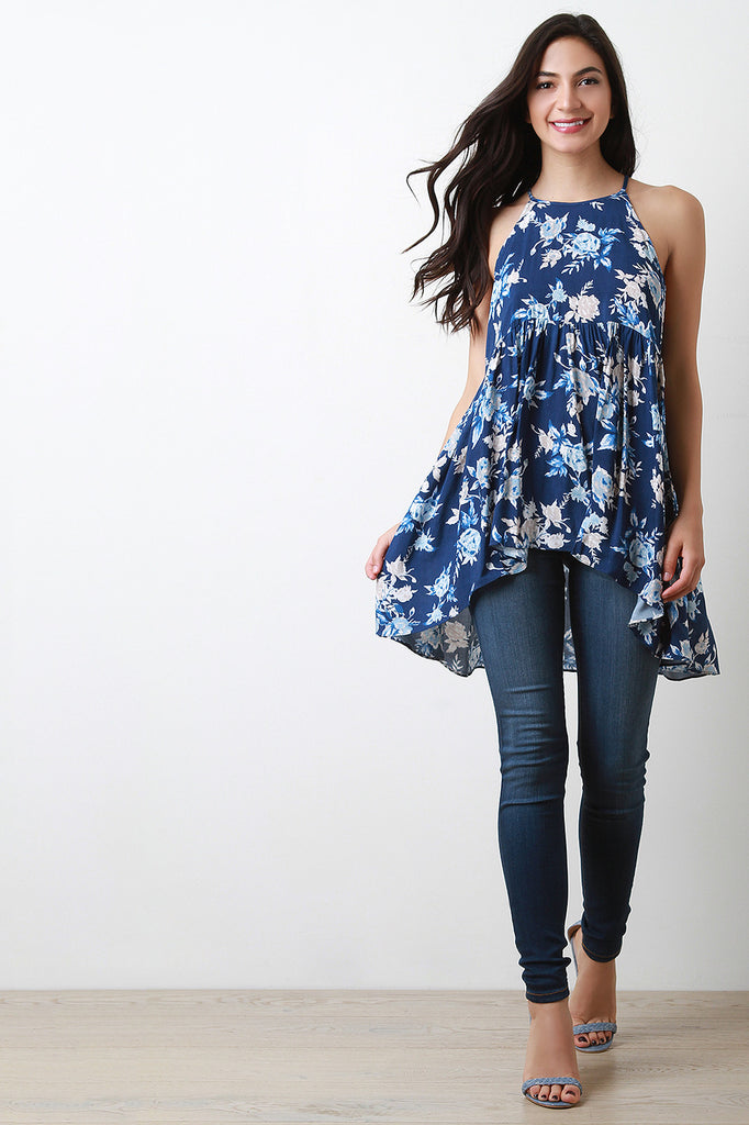 Floral Empire Waist High-Low Top