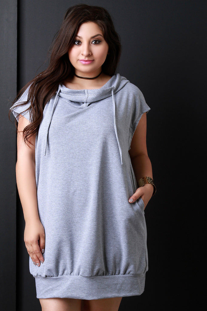 Cowl Neck Hoodie Pocketed Shirt Dress