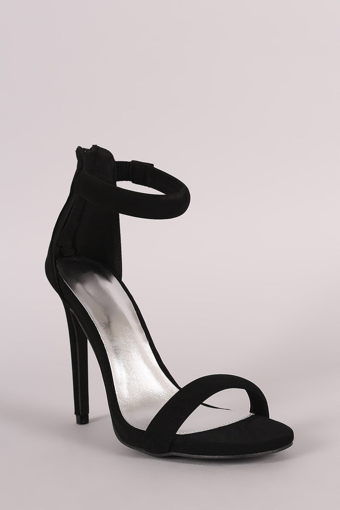 Qupid Nubuck Ankle Strap Open Toe Heel