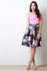 High Waist Floral Print Neoprene Skirt
