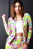 Pastel Floral Open Front Blazer