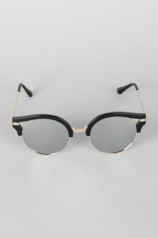 Round Semi-Rimless Cat Eye Sunglasses