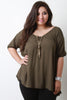 Cold Shoulder Button Accent Blouse Top