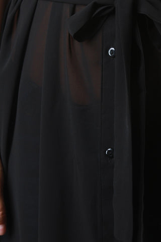 Semi-Sheer Sleeveless Button Up Maxi Top