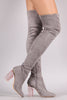 Suede Chunky Lucite Heeled Over-The-Knee Boots