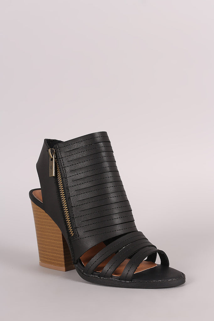 Qupid Slashed Chunky Mule Heel