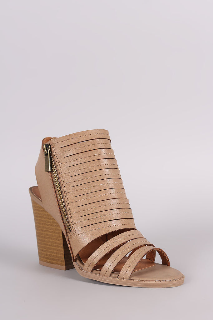 Qupid Slashed Chunky Mule Heel