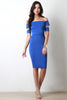 Banded Sleeve Off The Shoulder Bodycon Dress