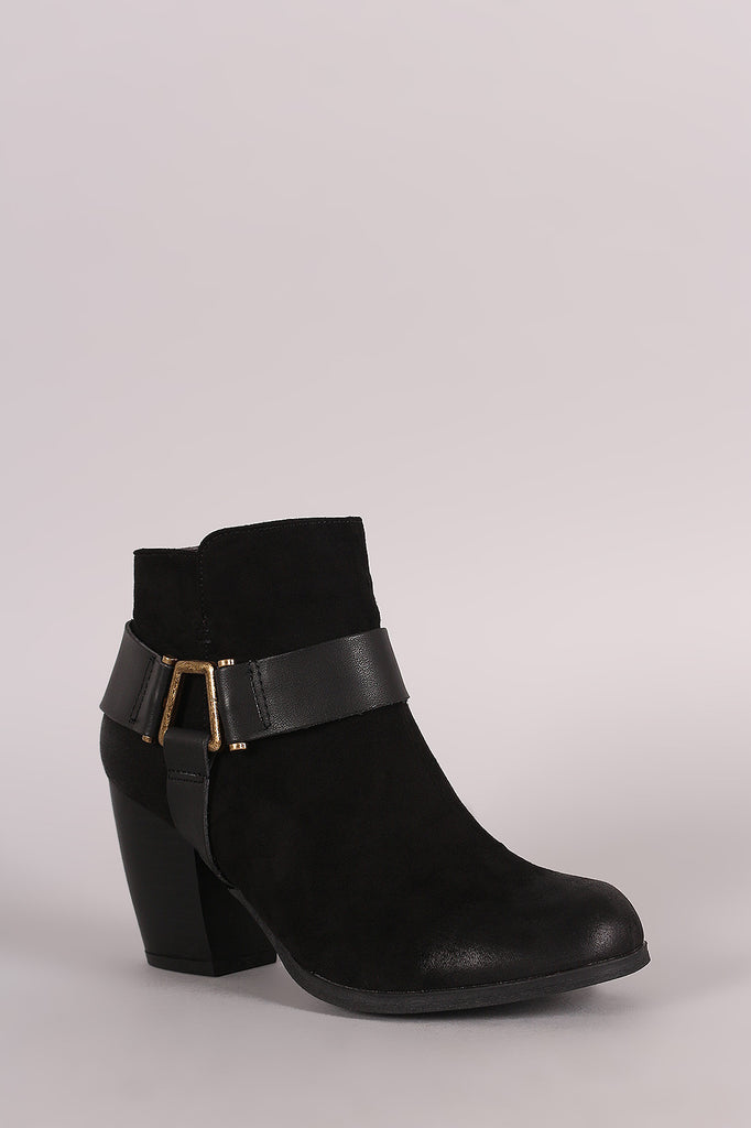 Qupid Harness Strap Chunky Heeled Ankle Boots