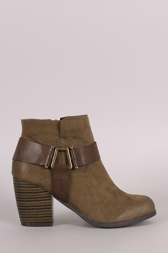 Qupid Harness Strap Chunky Heeled Ankle Boots