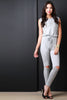 French Terry Zipper Knee Slit Jumpsuit