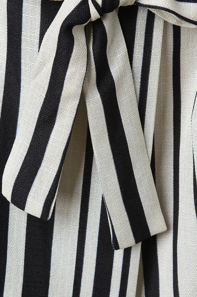 Striped Paper Bag Waist Wrap Skirt