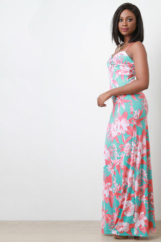 Knotted Floral Print Maxi Dress