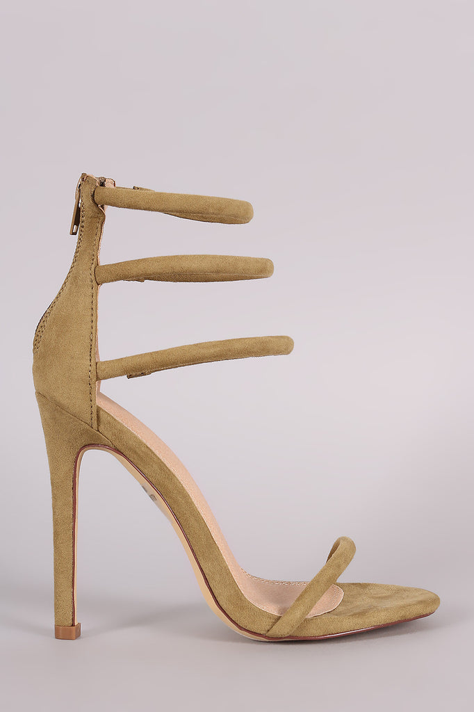 Liliana Suede Triple Ankle Strap Single Sole Heel