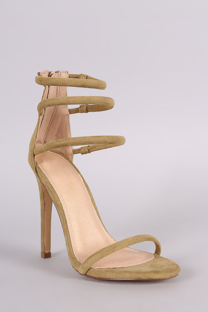 Liliana Suede Triple Ankle Strap Single Sole Heel