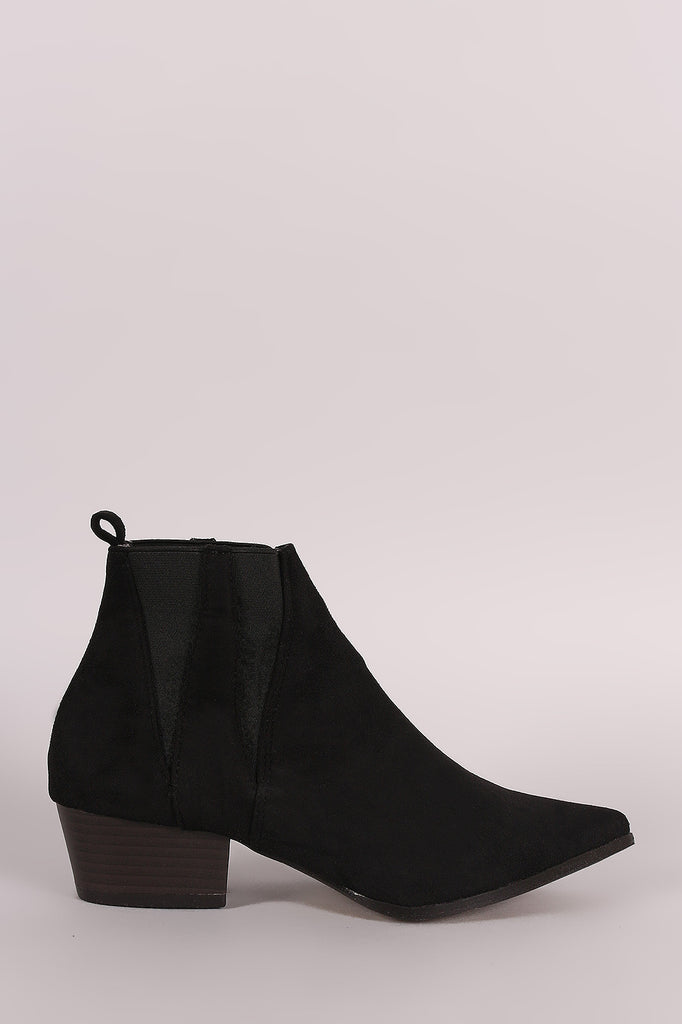 Suede Pointy Toe Western Booties