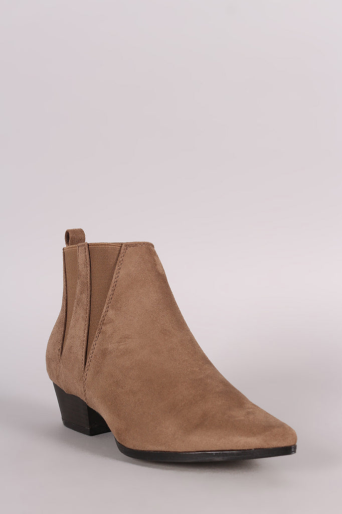 Suede Pointy Toe Western Booties