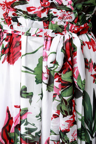 Floral Printed Chiffon Surplice Maxi Dress