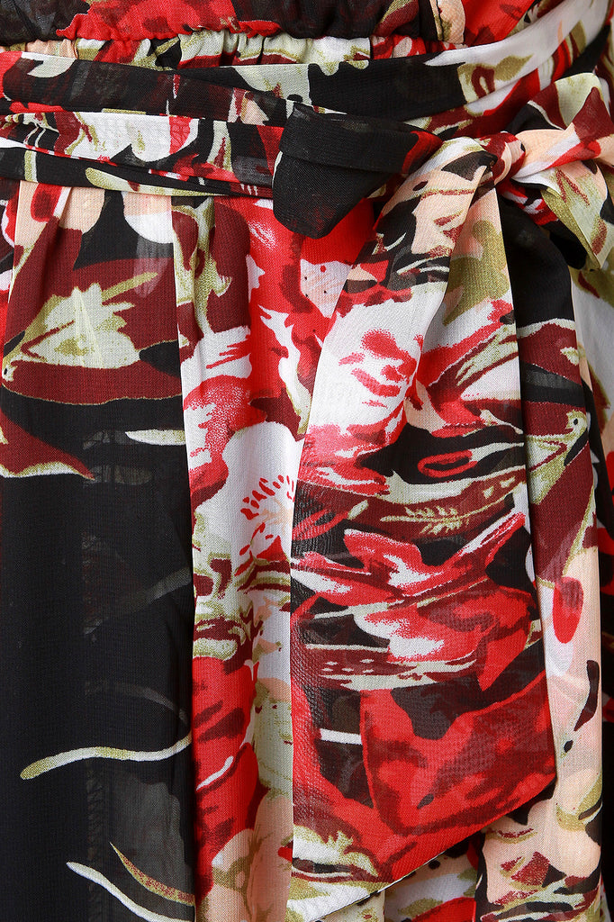 Chiffon Floral Print Surplice Maxi Dress