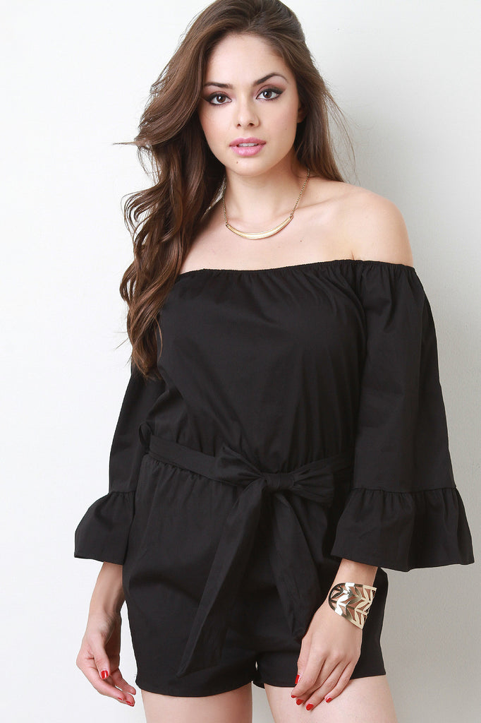 Off The Shoulder Bell Sleeve Romper