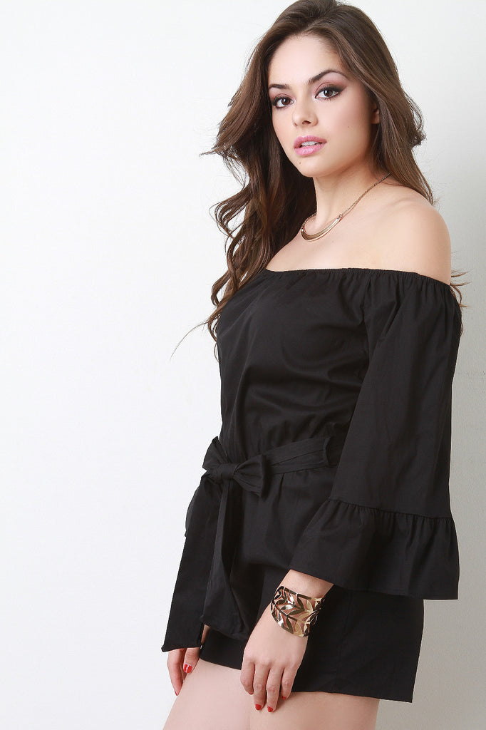 Off The Shoulder Bell Sleeve Romper