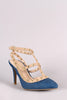 Bamboo Pointy Toe Studded Cage Pump