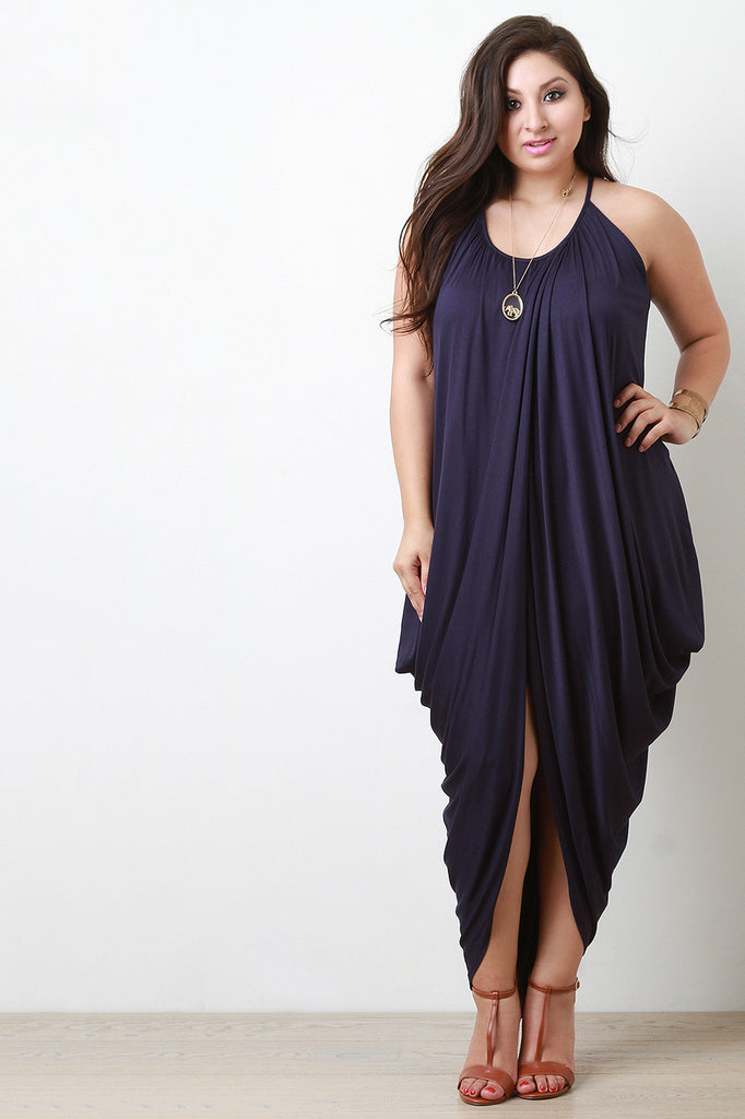 Trapezoid Wrapped Cocoon Maxi Dress