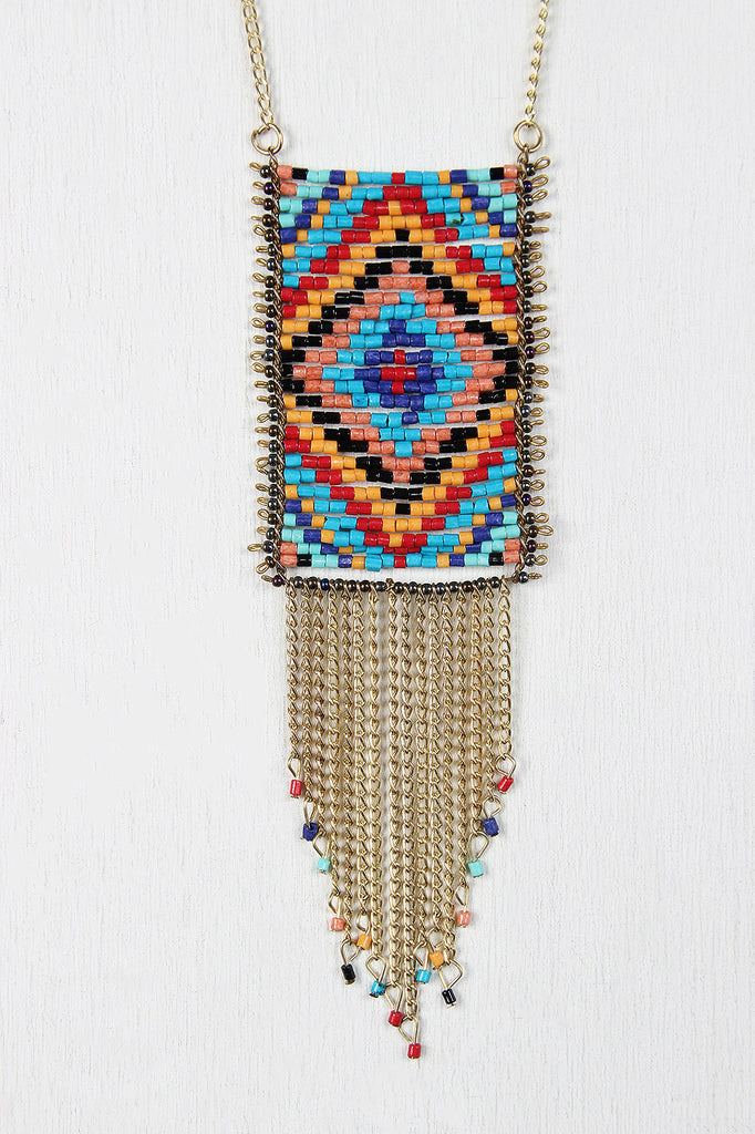 Native Beaded Pendant Necklace