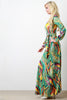 Abstract Neon Print Surplice Longsleeve Dress