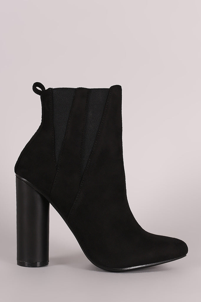 Suede Pointy Toe Round Heeled Ankle Boots