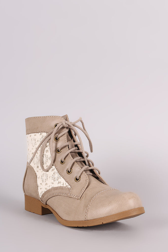 Soda Lace Inset Combat Lace-Up Booties