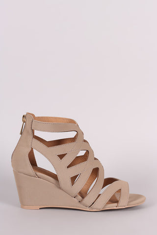 Qupid Caged Open Toe Wedge Sandal