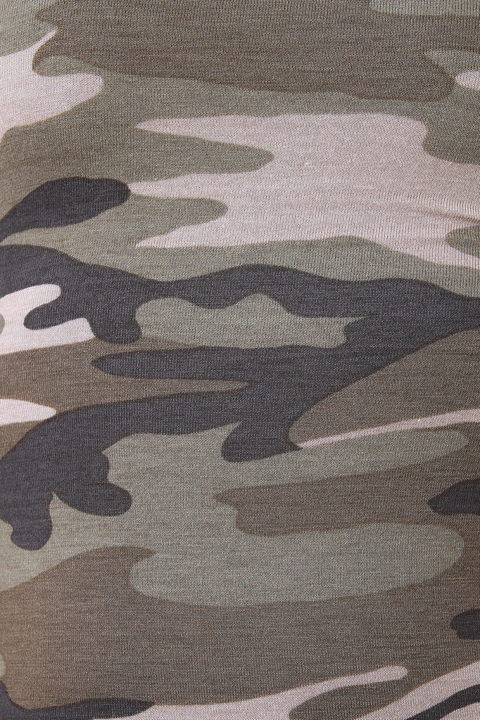 Camouflage Strapless Bodycon Midi Dress