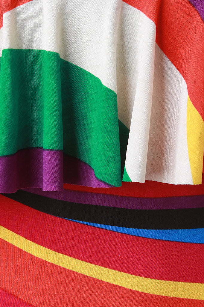 Colorful Stripe Tiered Midi Dress