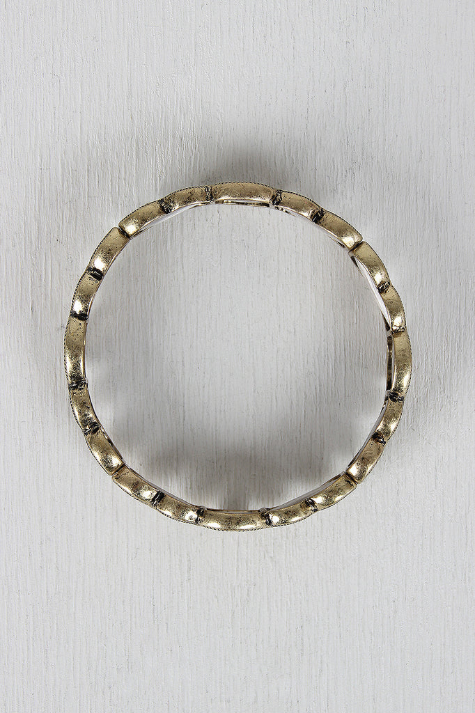 Navajo Etched Elastic Metal Bracelet